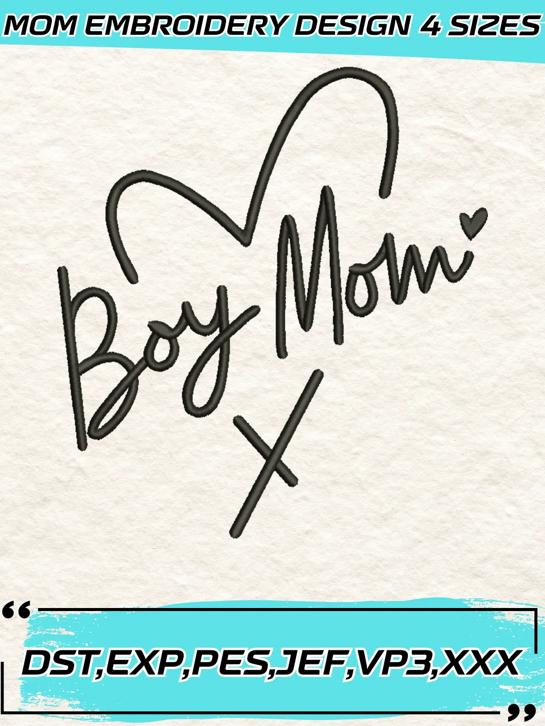 Boy Mom Embroidery Design,Mother's Day Embroidery Design,Machine Embroidery Design File,4 Sizes, Digital Download_MOM61