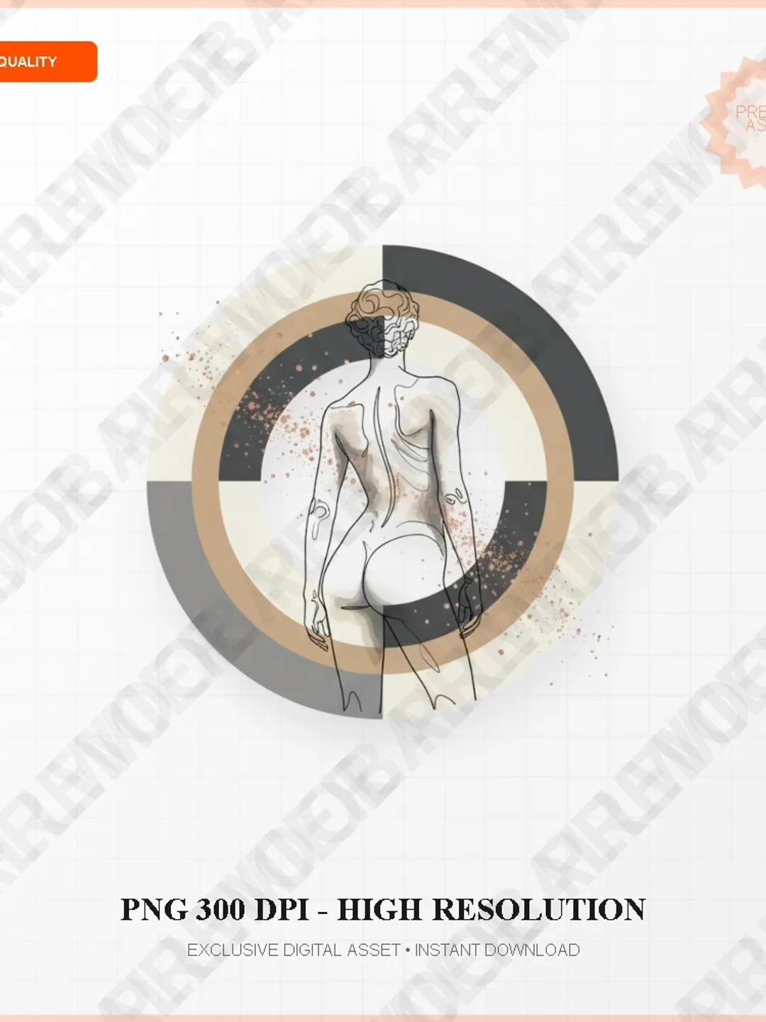 Abstract Female Body Line Art Minimalist Boho Aesthetic PNG Asset