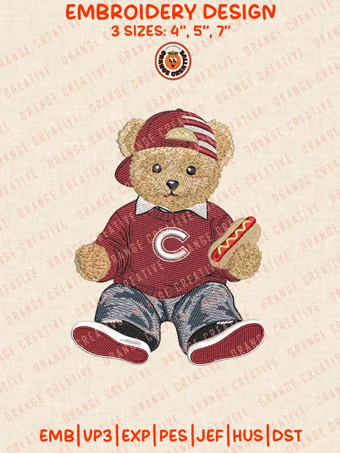 Colgate Raider Teddy Bear Embroidery Files, Football Embroidery Designs, College Sport Machine Embroidery Files, 3 Sizes, Custom Sizes, Instant Download