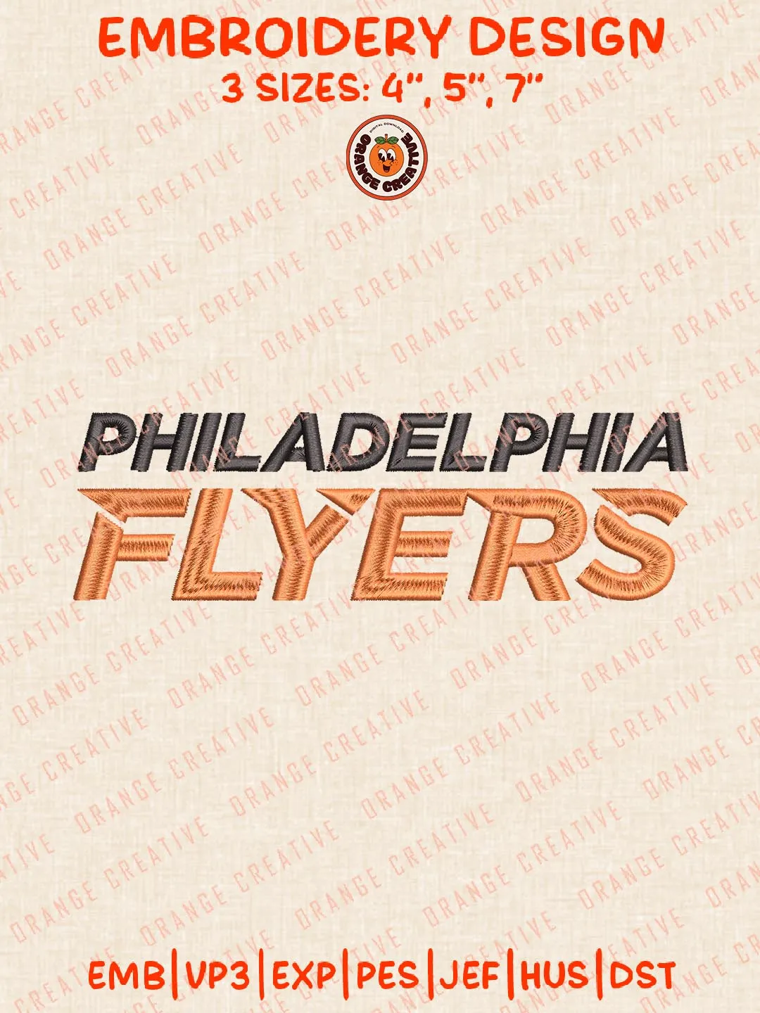 NHL Philadelphia Flyers Text Logos Embroidery Designs, NHL Hockey Team Logo Embroidery Files, Machine Embroidery Design File, 4 Sizes, Custom Size, Digital Download