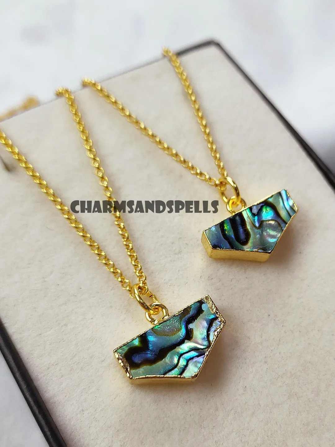 Arrow Shape Abalone Necklace, Iridescent Shell Pendant, Boho Ocean Jewelry, Gift for Her