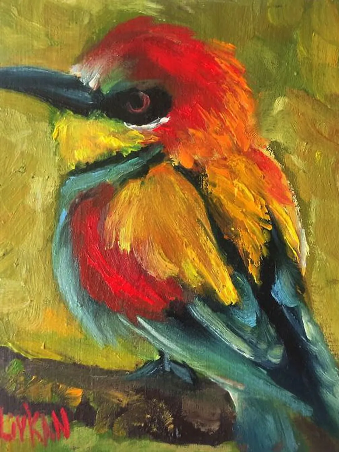 Robin Painting Bird Original Art Oil Painting Bird Miniature Wall Art
