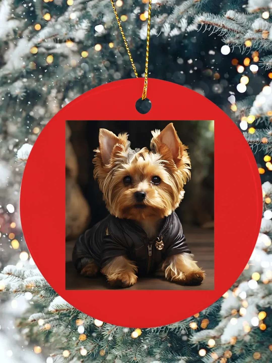 Yorkshire Terrier Christmas Ceramic Ornament