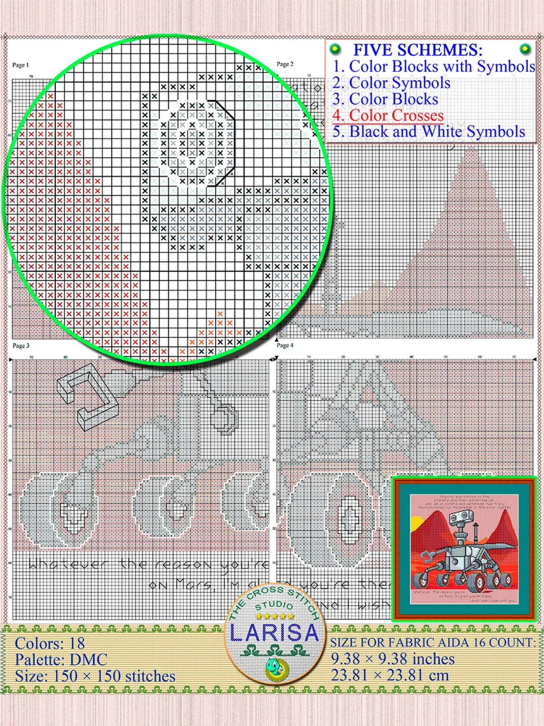 Mars Rover Cross Stitch Pattern | Flight to Mars