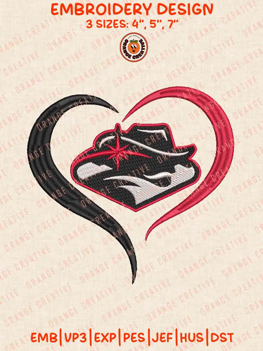 UNLV Rebels Heart Logo Embroidery Design, NCAA UNLV Team Machine Embroidery Digitized Pes File, 4 Sizes, Custom Size, Instant Download