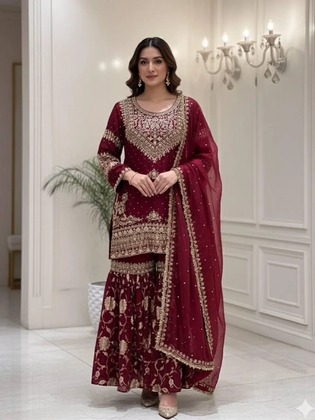 Embroidered Fendy Silk Salwar Kameez | 3-Piece Indian Suit