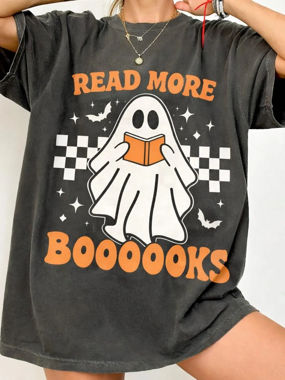 Ghost Reading Books Halloween Shirt | Spooky Teacher Tee
