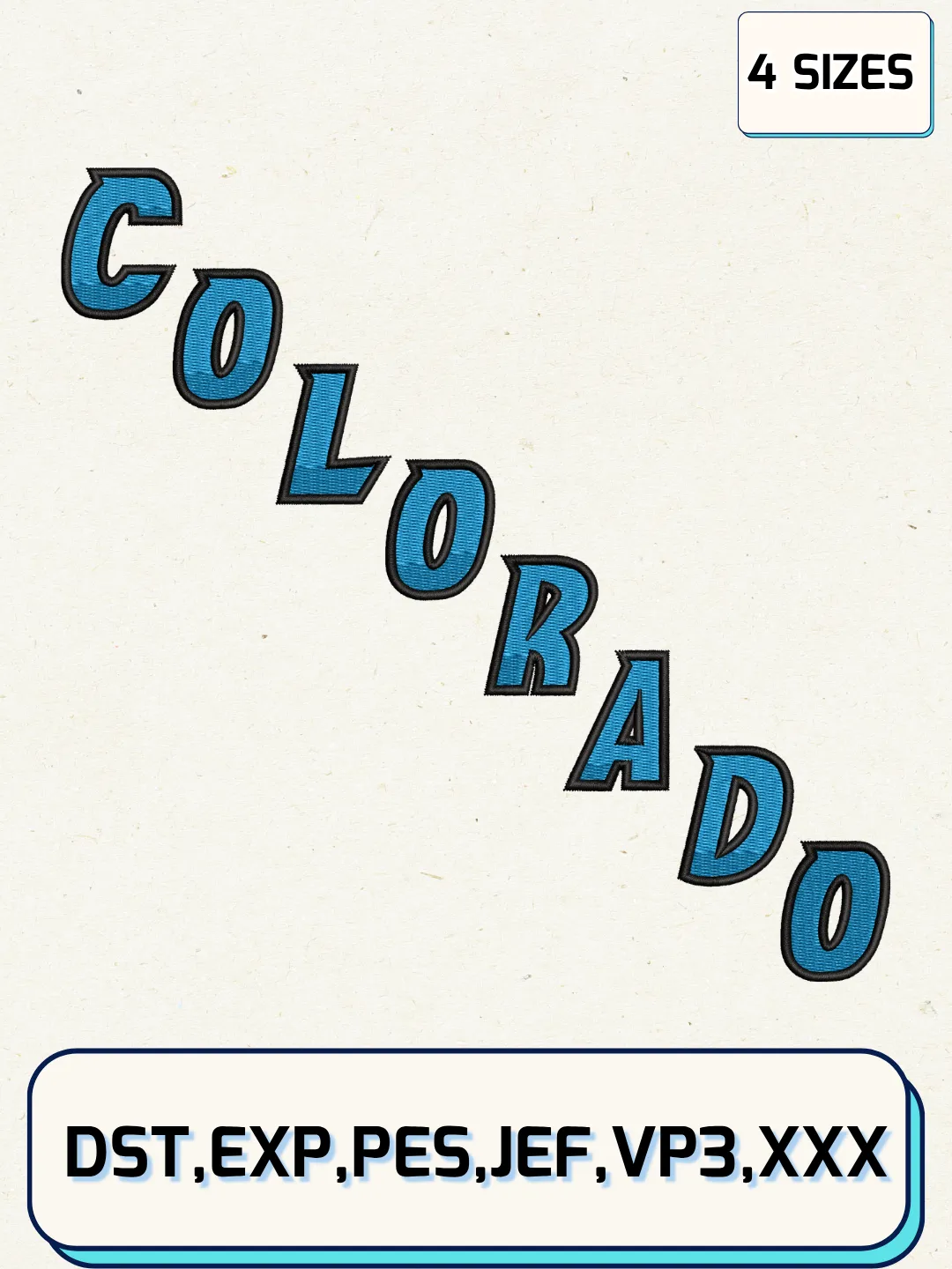 Colorado Hockey Embroidery Design Files ,Machine Embroidery Files,4 Sizes