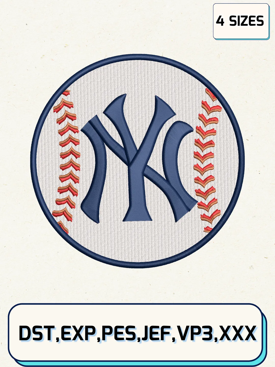 New York Yankees Logos Embroidery Design Files, MLB Logos Embroidery Designs, Machine Embroidery Files, 4 Sizes