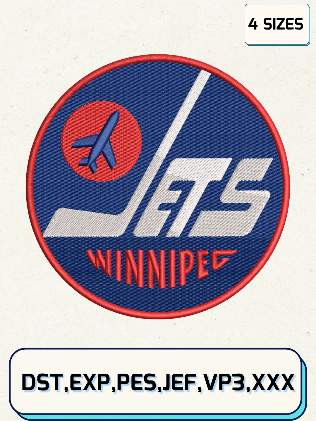 Winnipeg Hockey Embroidery Design Files,Machine Embroidery Files,4 Sizes