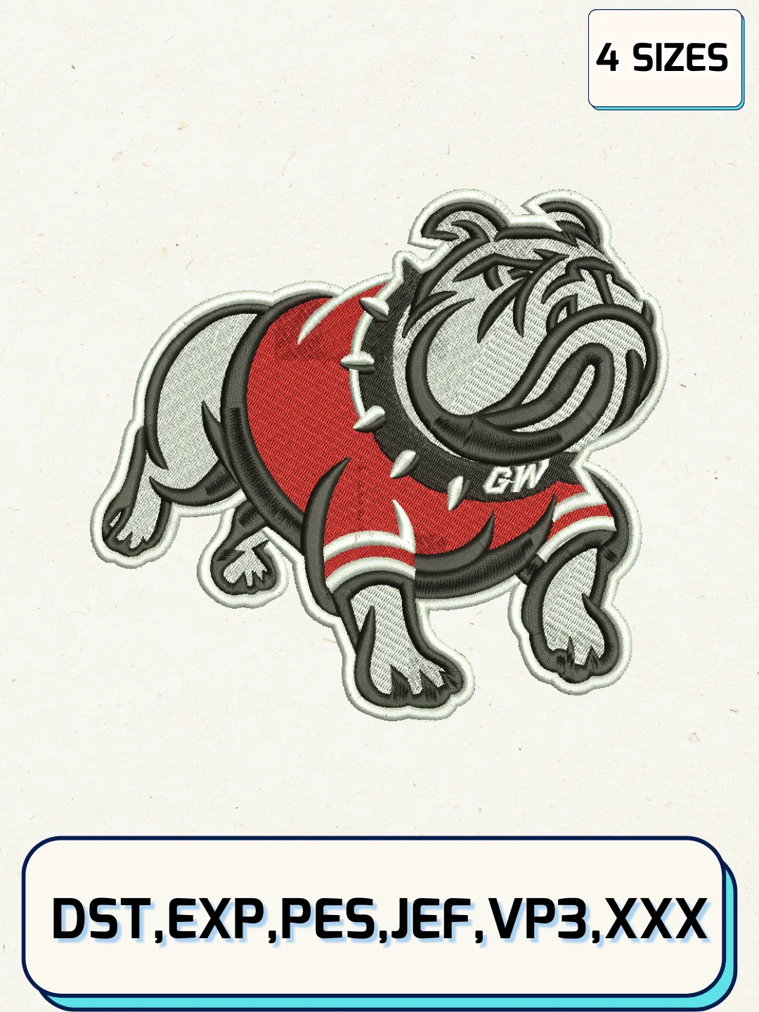Gardner-Webb Bulldogs Logos Embroidery Design Files, NCAA Logos Embroidery Designs, Machine Embroidery Files, 4 Sizes