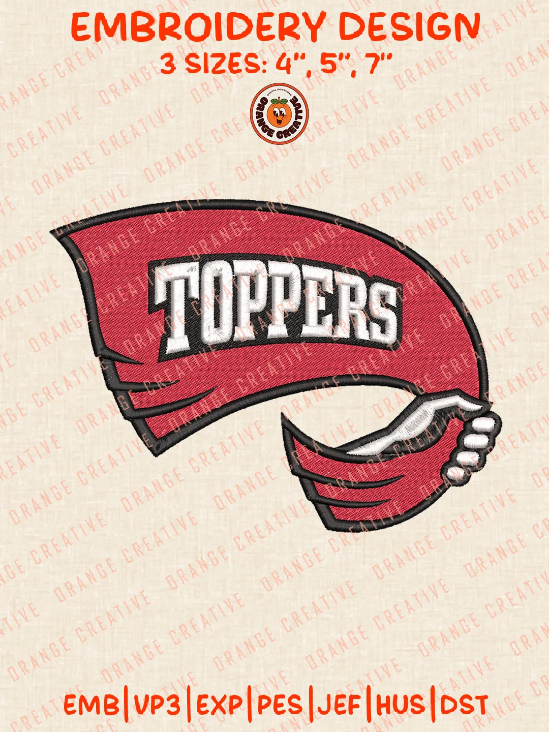 NCAA Toppers Logo Embroidery Files, NCAA Western Kentucky Hilltoppers Team Embroidery Designs, College Football Team Machine Embroidery Files, NCAA Western Kentucky Machine Embroidery, Digital Download