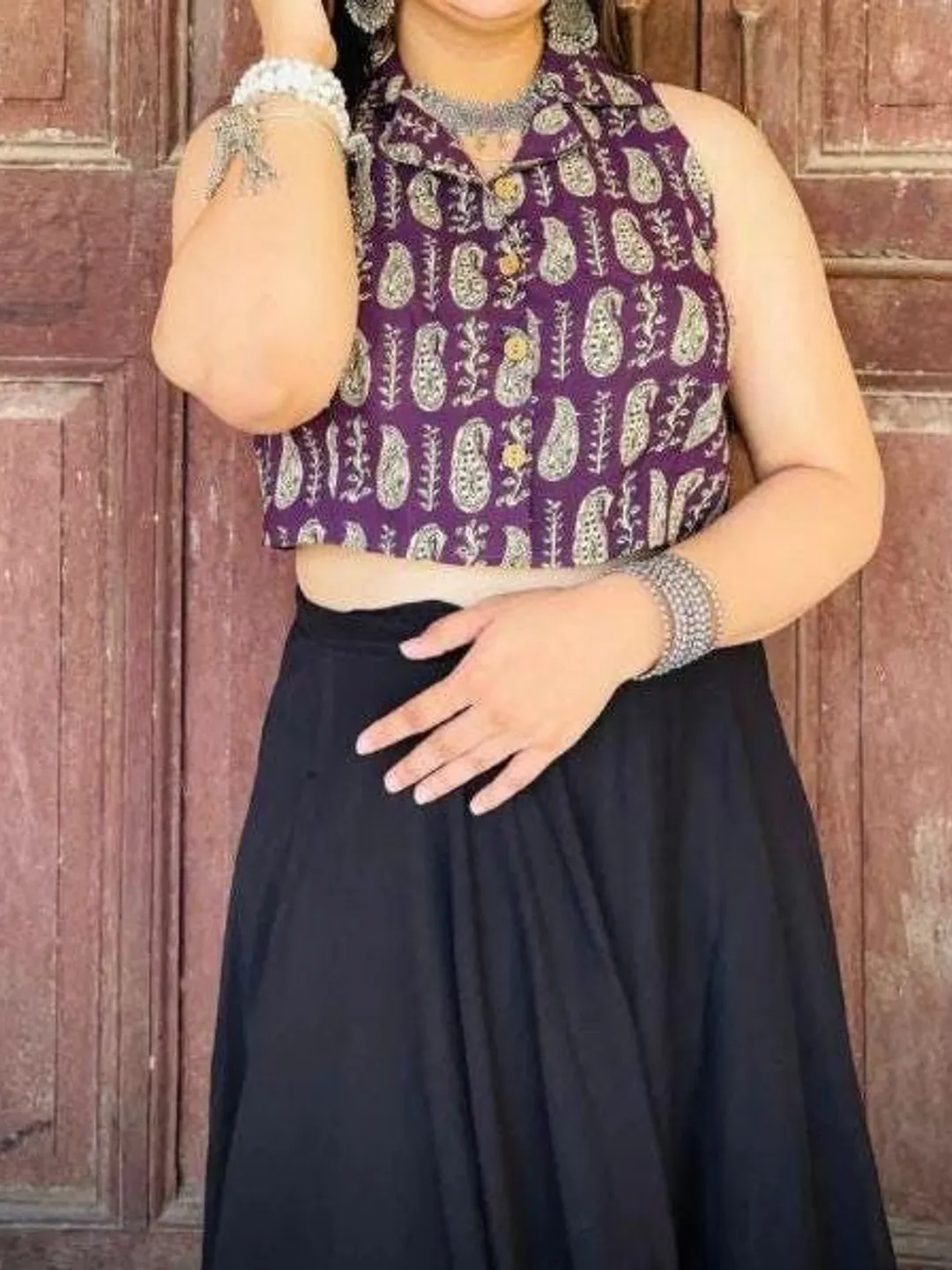 Hand Block Print Sleeveless Muslin Cotton Women’s Crop Top