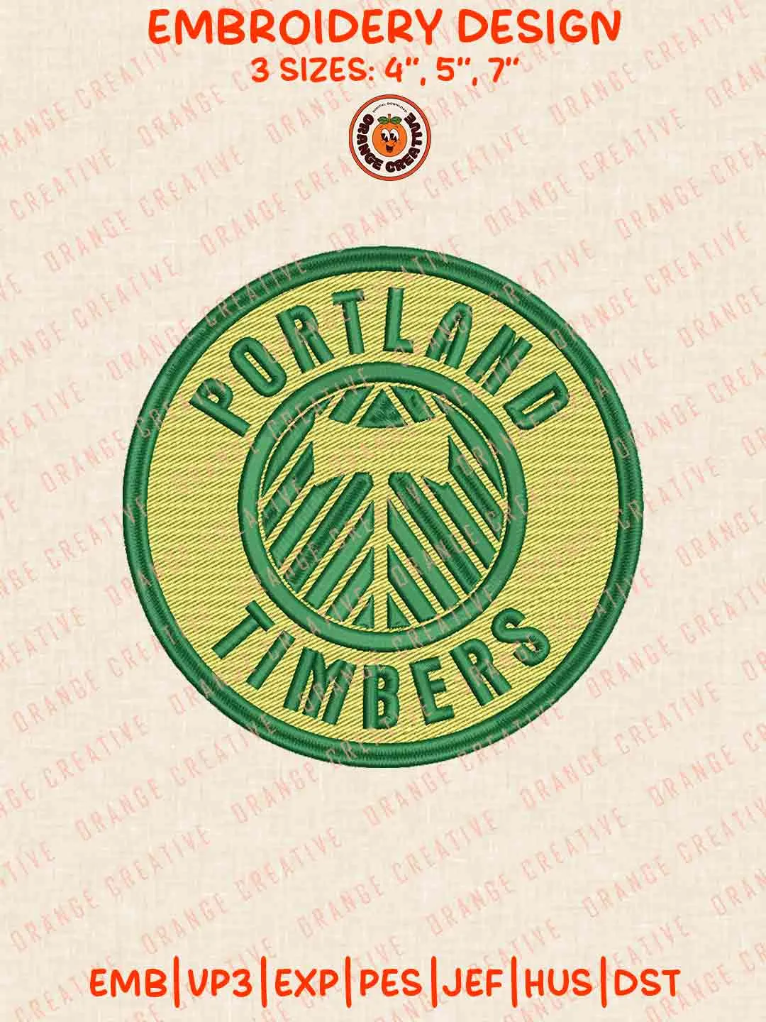 MLS Portland Timbers Round Logo Embroidery Files, MLS Portland Timbers Embroidery Designs, League Soccer Machine Embroidery Files, MLS Portland Timbers Machine Embroidery, 3 sizes, Digital Download