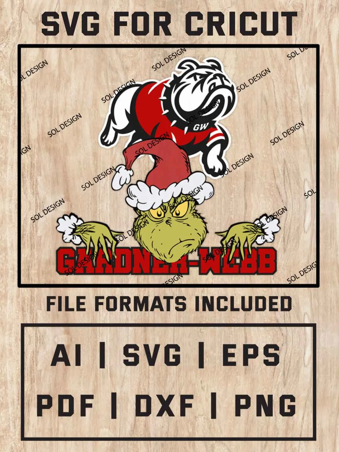Grinch Gardner-Webb Runnin' Bulldogs SVG, NCAA SVG Design, NCAA GWU Runnin' Bulldogs SVG, NCAA Runnin' Bulldogs Cricut, Christmas Svg, Grinch svg, Digital Download