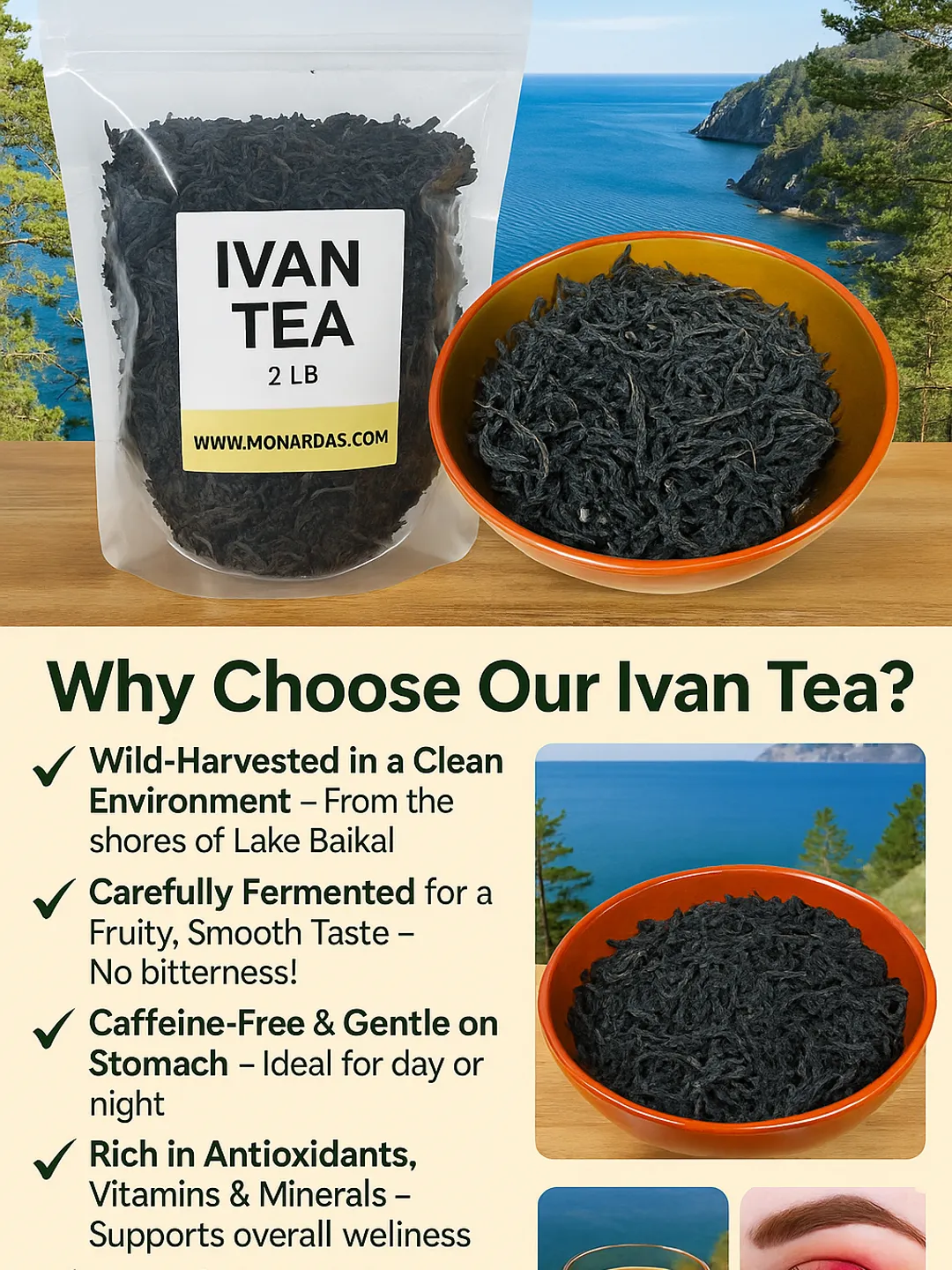 Ivan Tea 2 LB • Wild Harvested from Siberia • Fermented Leaf on Roller