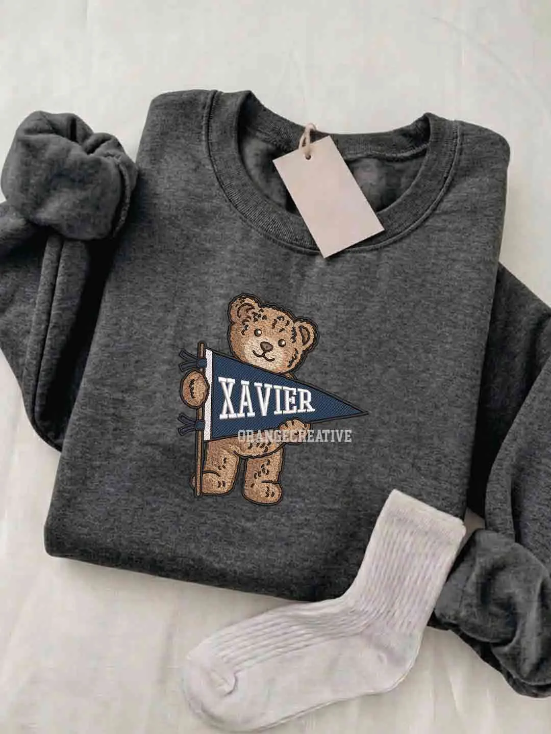 Xavier Musketeers Embroidered Sweatshirt, College Embroidered Crewneck, NCAA Xavier Team Embroidered Shirt, Teddy Bear Sweatshirt, Gift for Collegue
