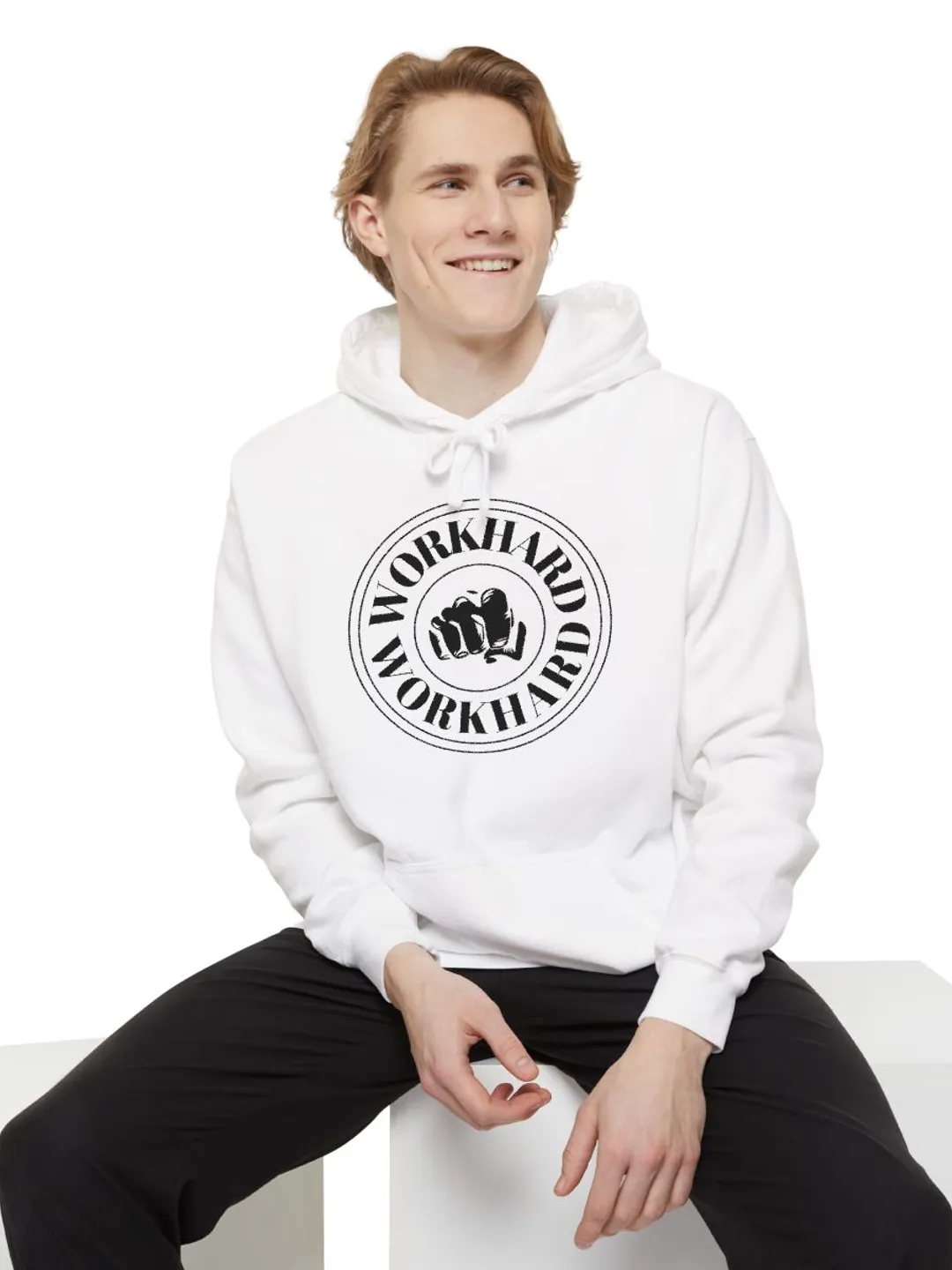 Work Hard Vintage Motivational Quote Unisex Garment Dyed Hoodie