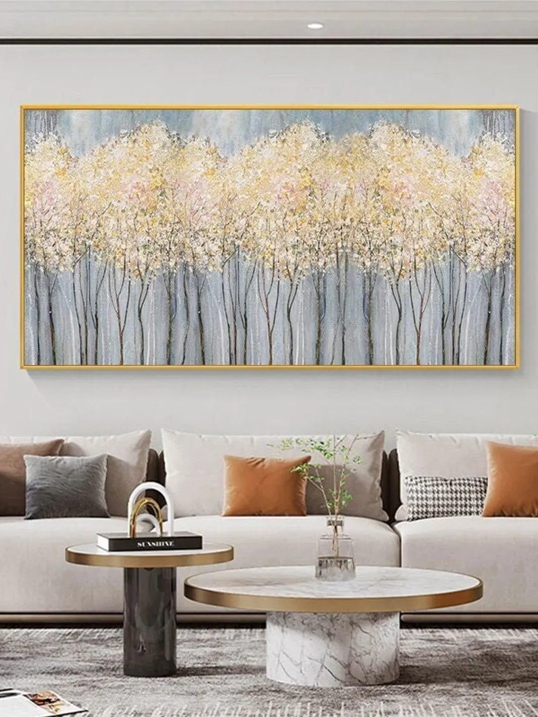 Original Flower Oil Painting On Canvas Abstract Blooming Pink Flowers Painting Large Wall Art Landscape Acrylic Art Living Room Wall Decor