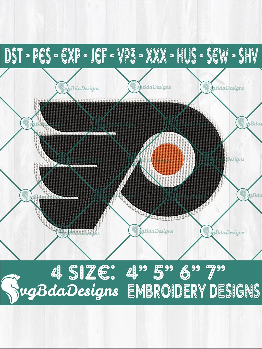 Philadelphia Flyers Embroidery Designs | NHL Hockey Logo Machine Embroidery