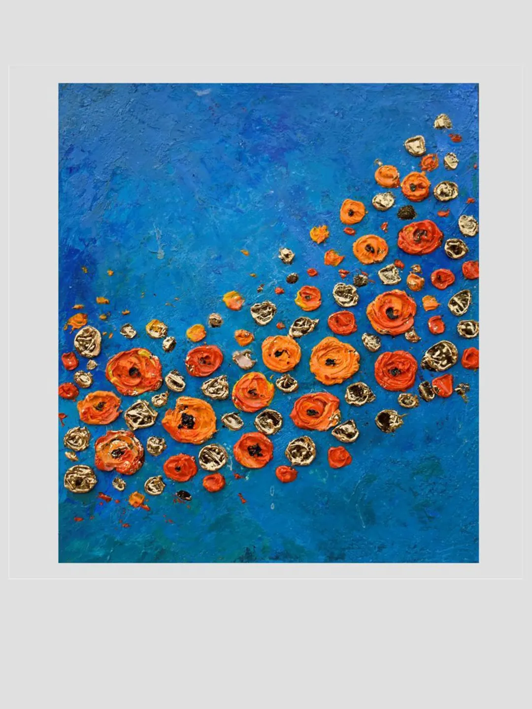 Poppy painting Flower Original Art 7 by 8 inch Orange Wildflowers Floral abstract artwork by Juliya JC