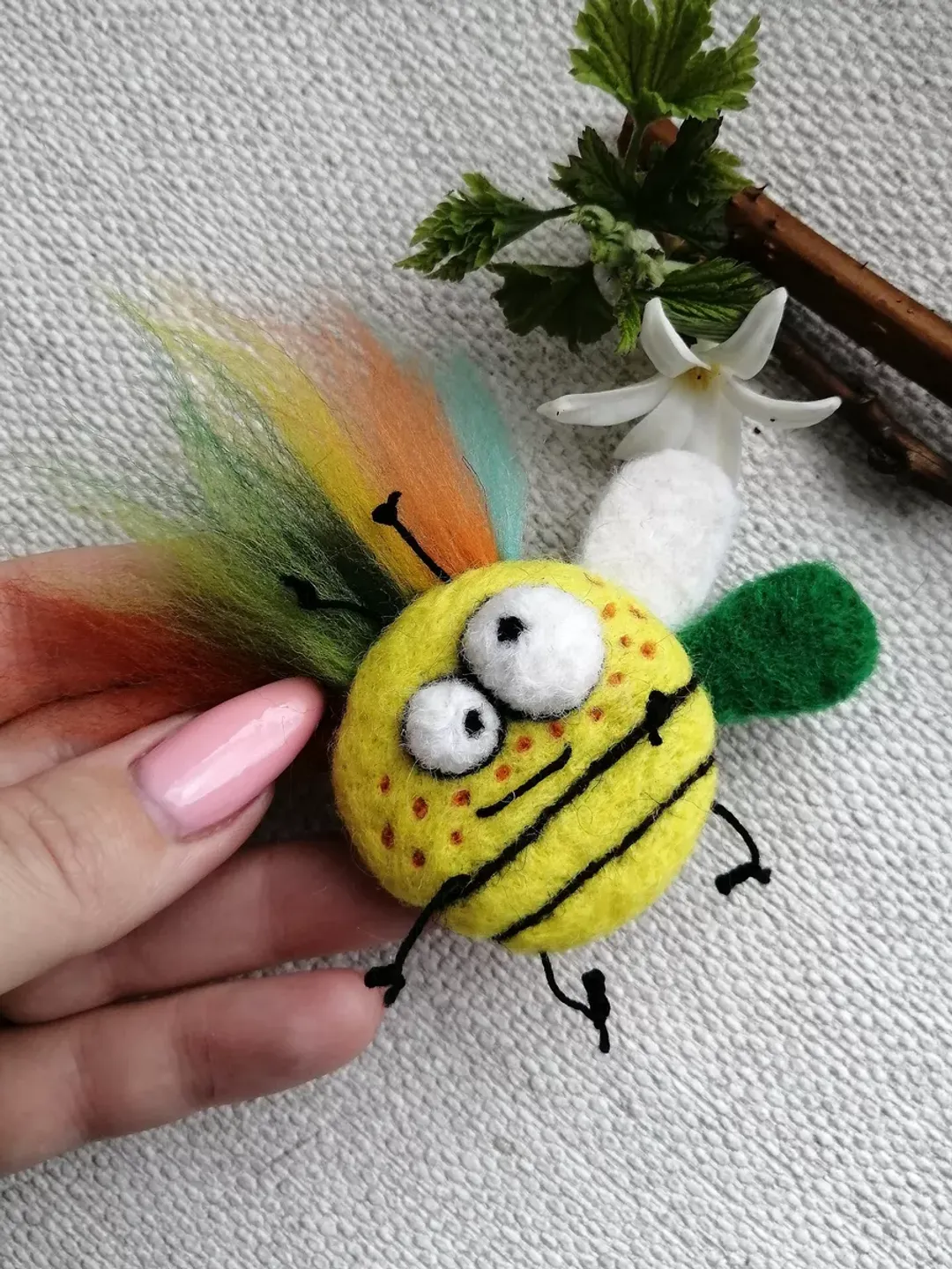 Women's original brooch in a handmade gift box. Sunny summer decoration for girls