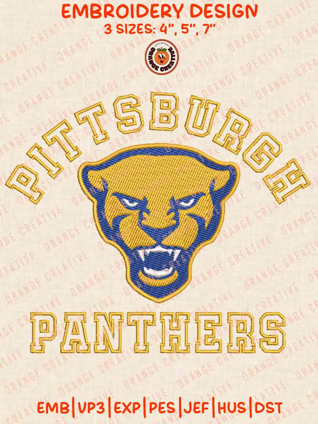 Pittsburgh Panthers Logo Embroidery Files, NCAA Team Embroidery Design, Machine Embroidery Design File, 4 Sizes, Custom Size, Digital Download