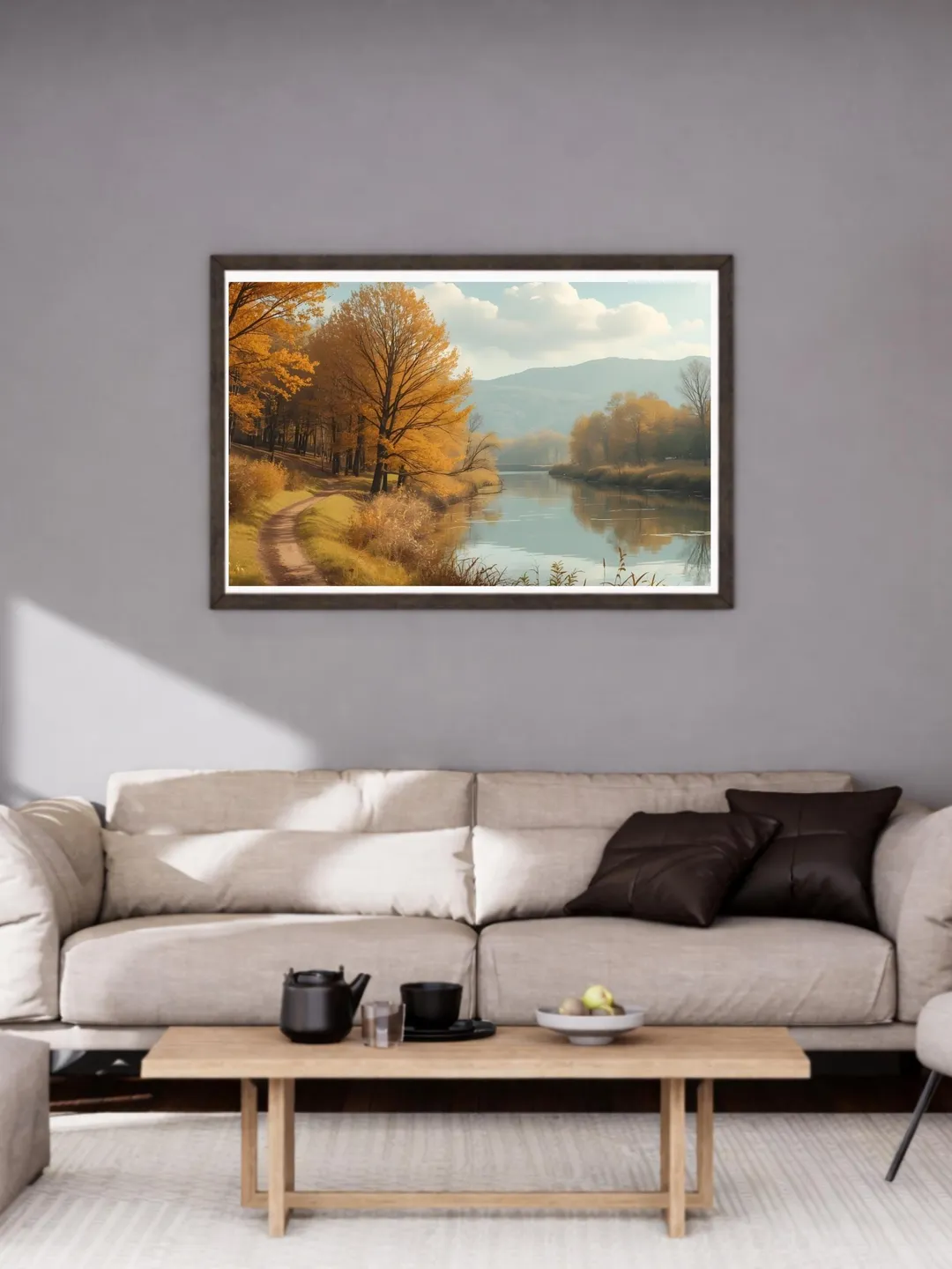 Autumn River Landscape Wall Art Printable, Rustic Fall Decor for Living ...