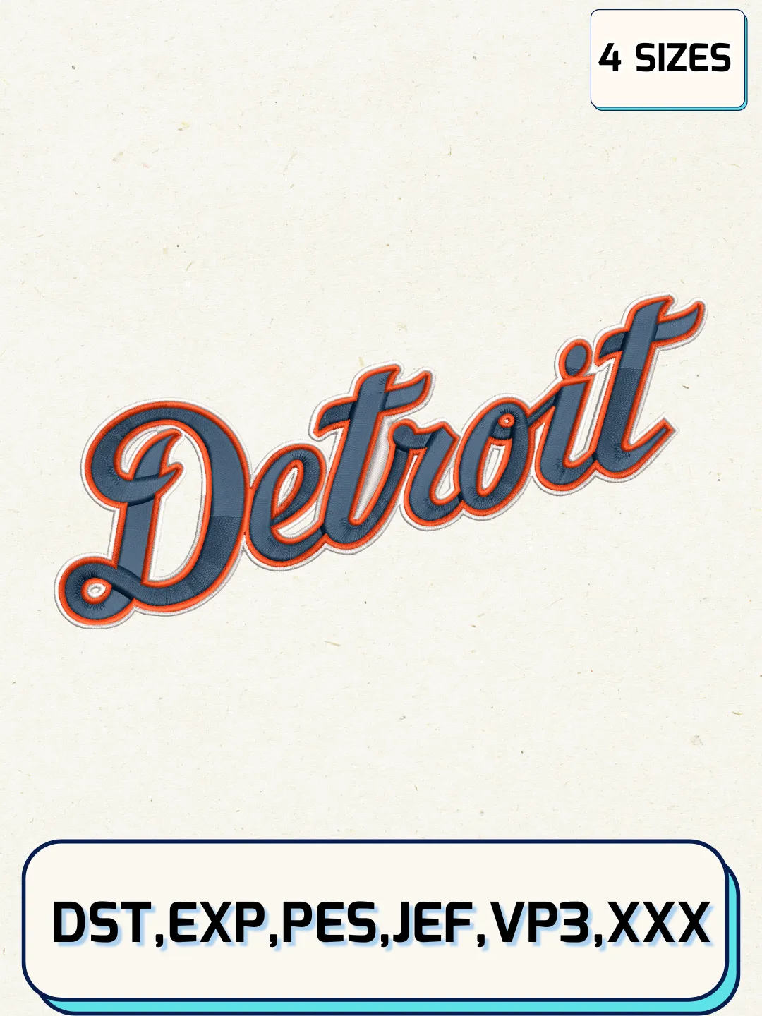 Detroit Tigers Wordmark Logos Embroidery Design Files, MLB Logos Embroidery Designs, Machine Embroidery Files, 4 Sizes