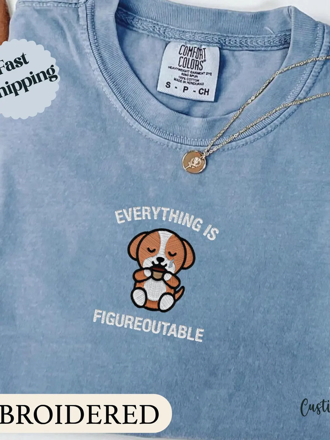 Everything Is Figureoutable, Funny Animal coffee Shirt, Comfort Colors Embroidered Shirt, Animal Meme Graphic Tee, Embroidered Sweatshirt