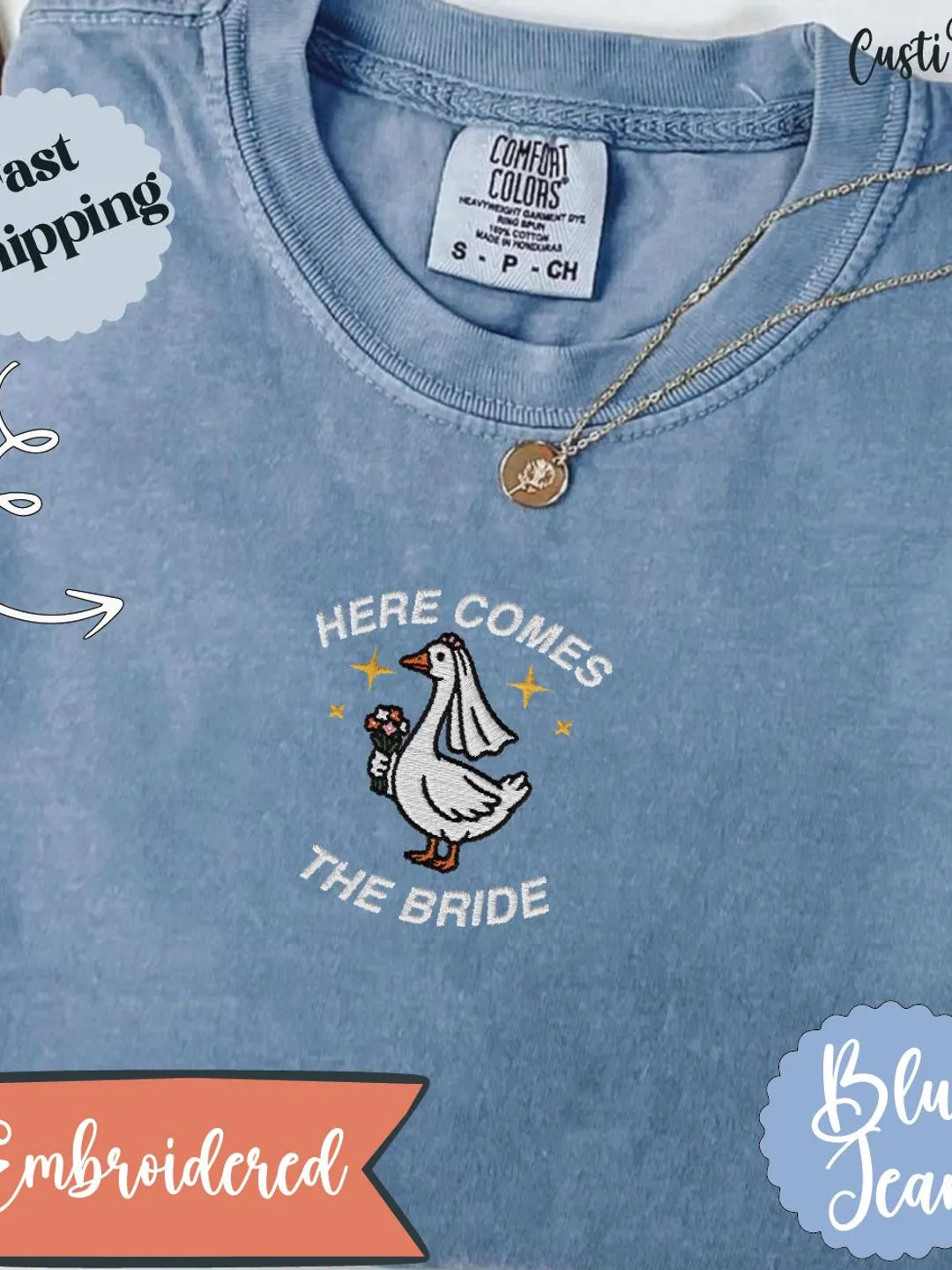 Embroidered Silly Goose Bride Shirt: Funny Wedding Tee