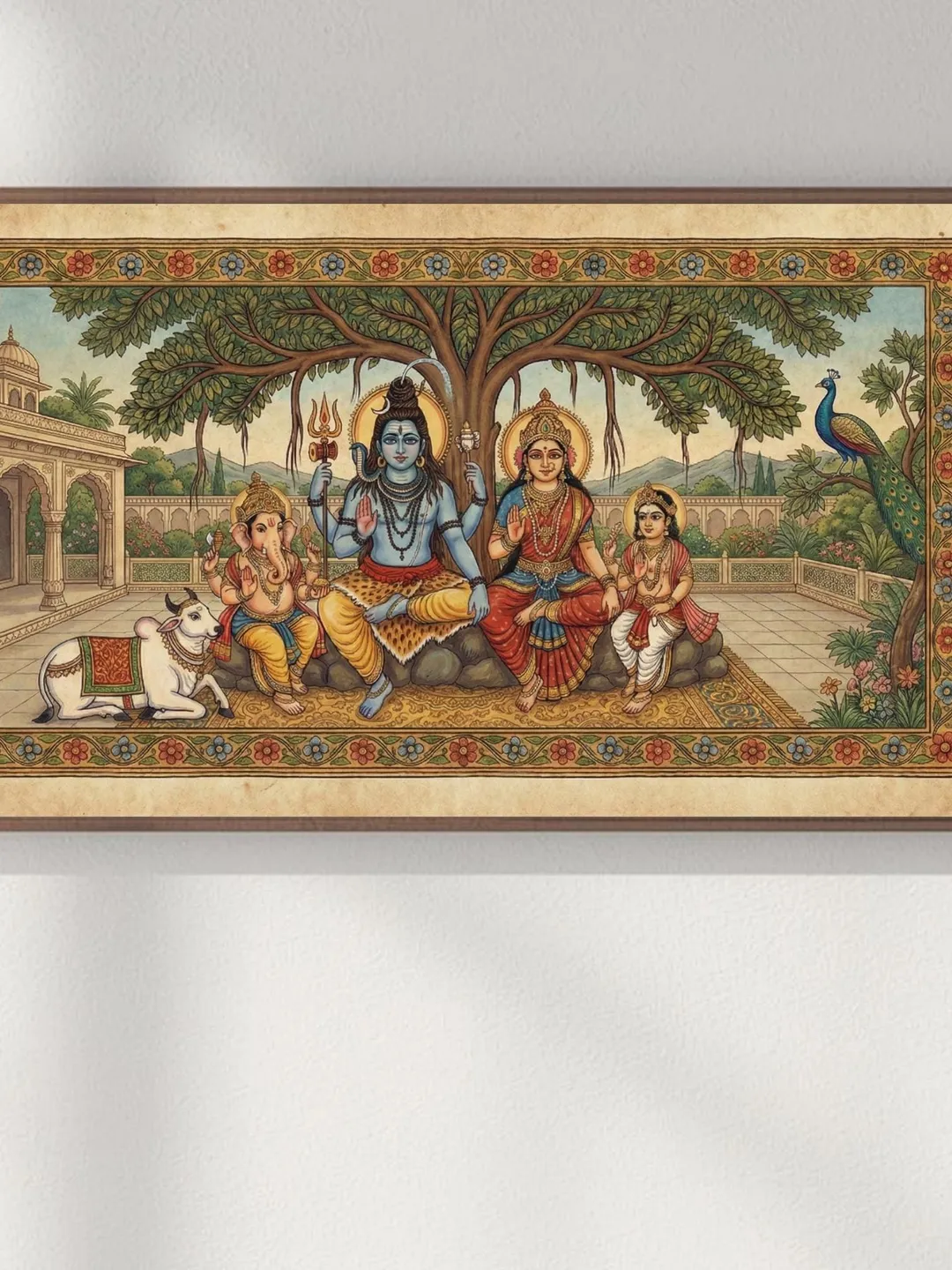 Shiva Parivar Wall Art, Hindu God, Mahadev, Shiv shakti Painting