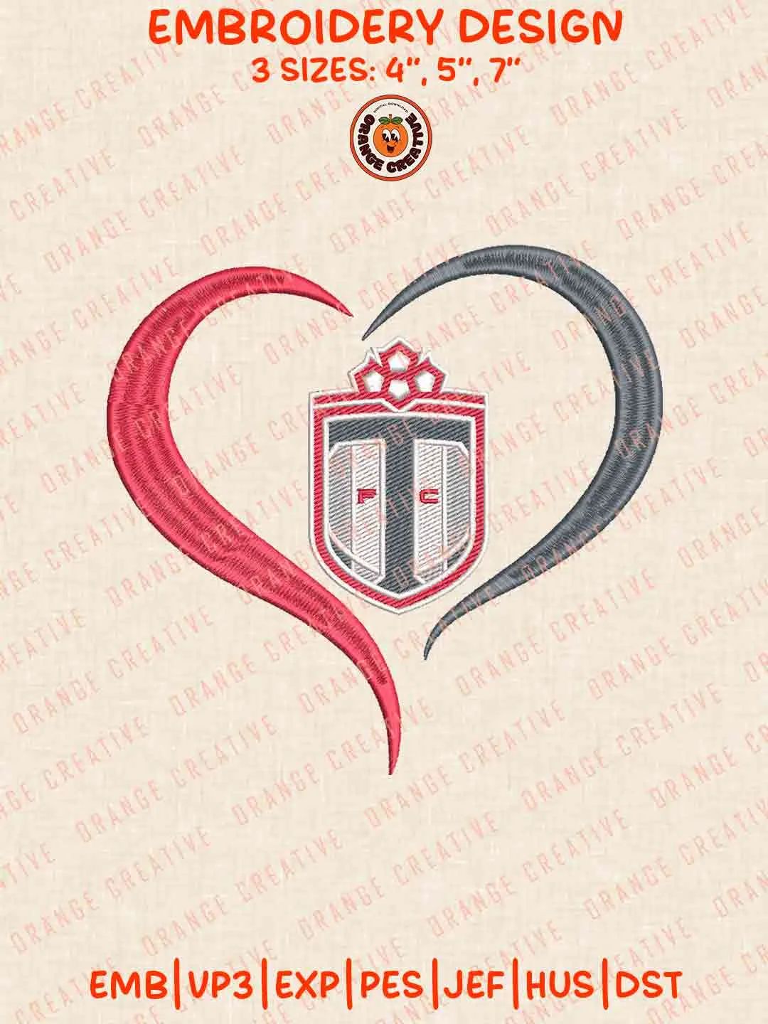 Toronto FC Heart Logo Logo Embroidery Files, MLS Toronto FC Logo Embroidery Designs, League Soccer Machine Embroidery Files, MLS Toronto FC Team Machine Embroidery, 3 sizes, Digital Download