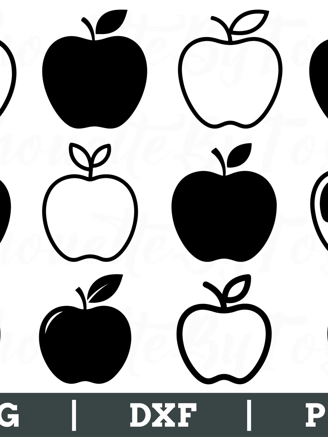 Apple Svg, Apple Silhouette, Apple Vector, Apple Cut File, Apple Dxf, Png