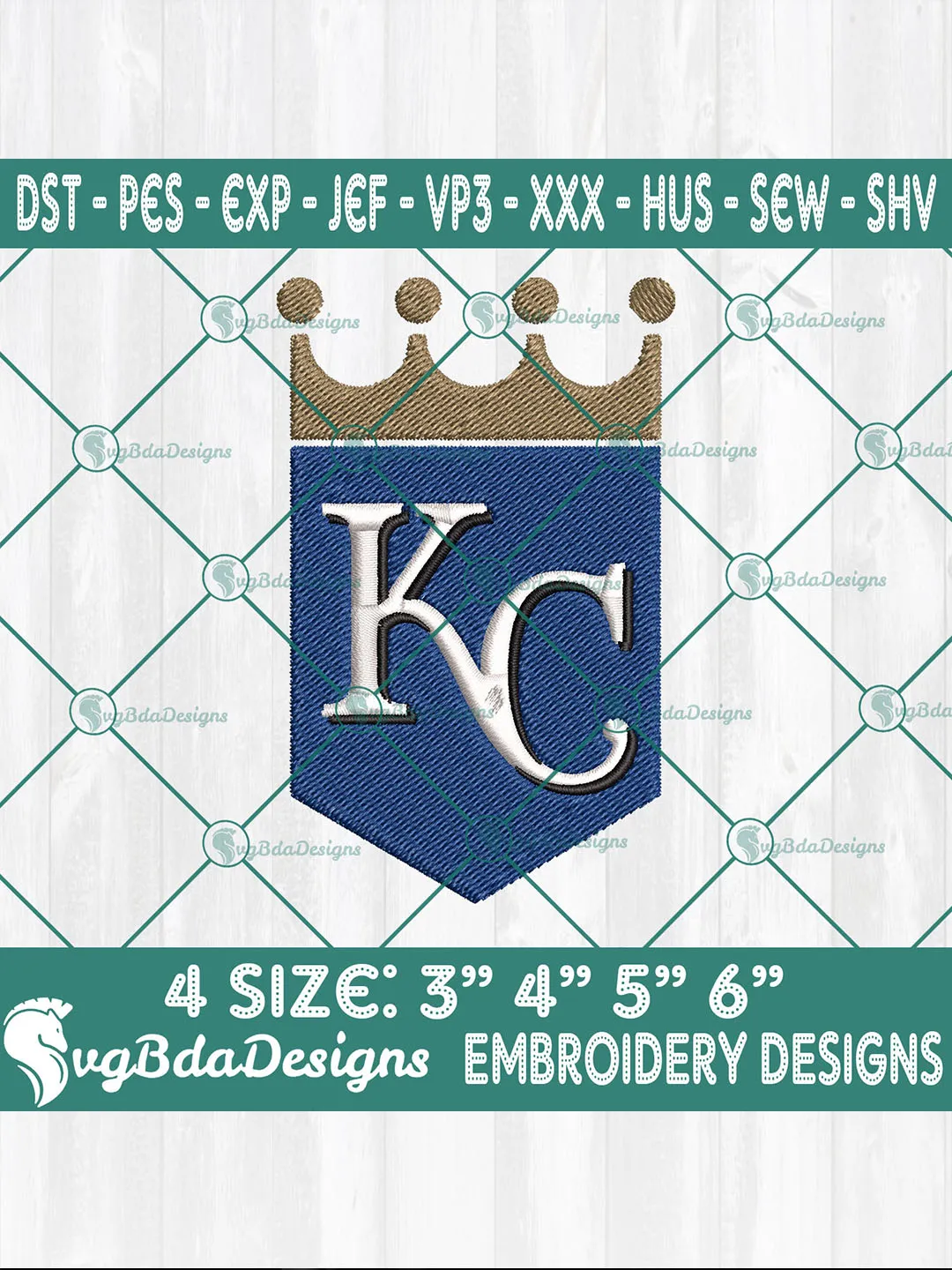KC Royals Embroidery Designs – MLB Logo Baseball Embroidery