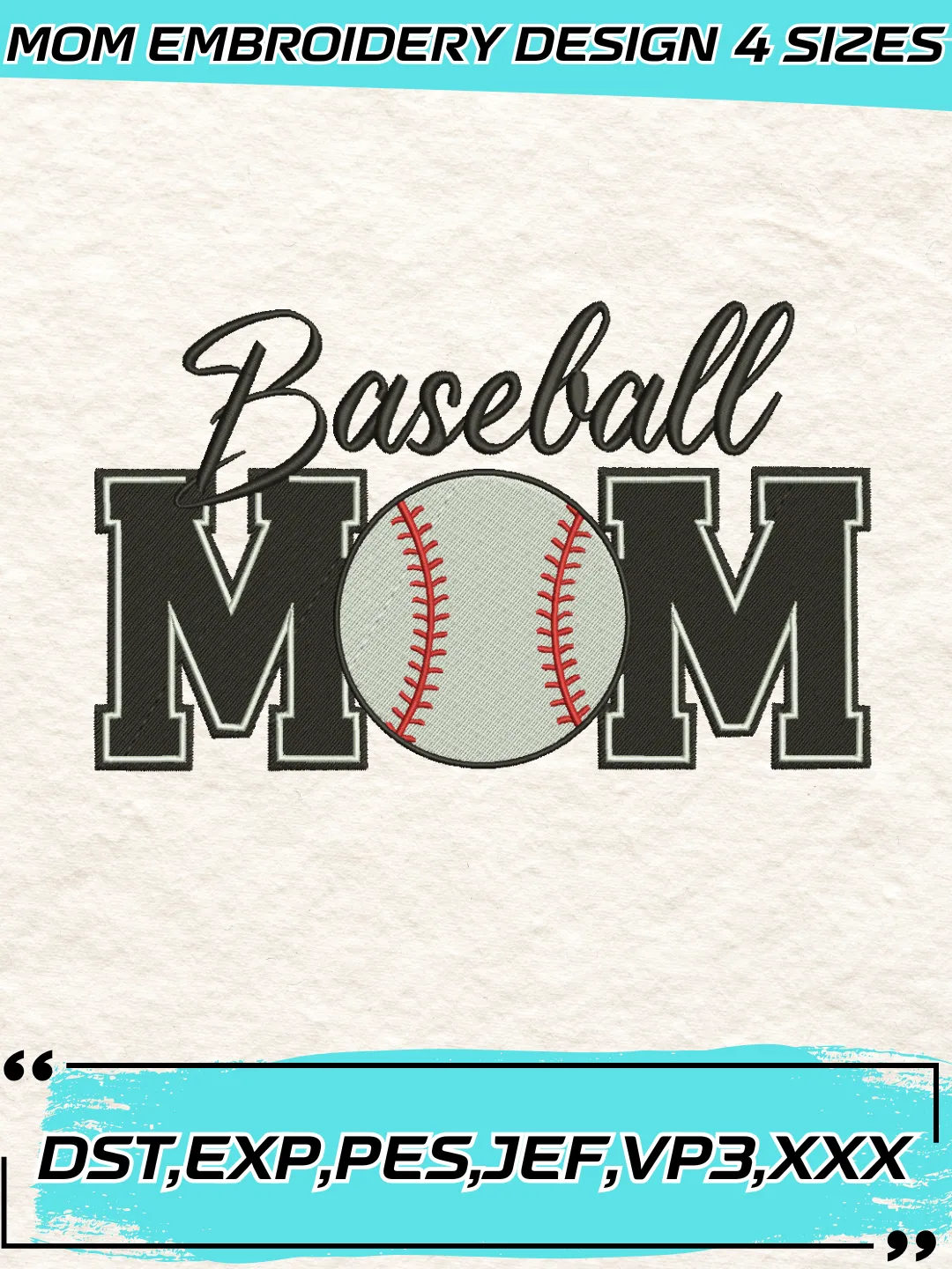 Baseball Mom Embroidery Design,Mother's Day Embroidery Design,Machine Embroidery Design File,4 Sizes, Digital Download_MOM93