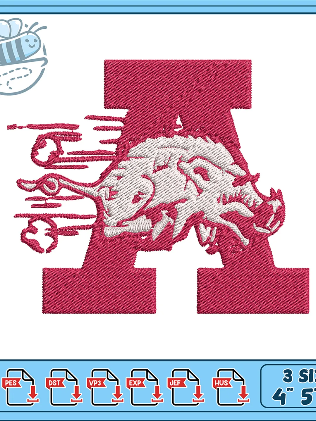 Running Razorback Hog Arkansas Razorback Mascot Embroidery Design, Vintage Hog Letter A ...