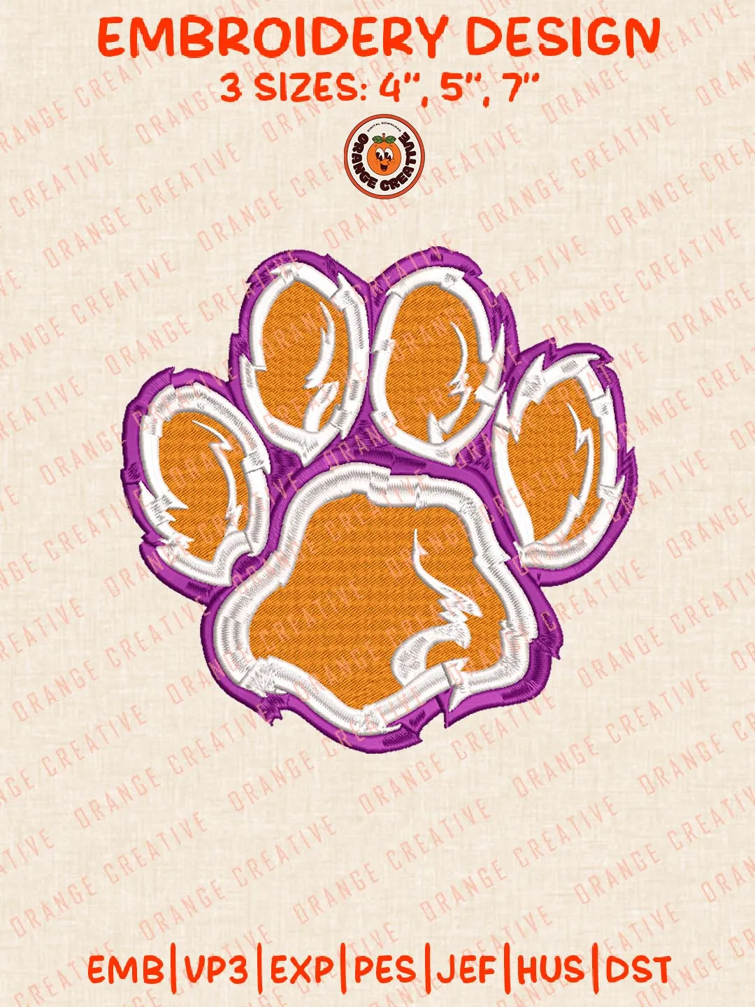 Clemson Tigers NCAA Logo Embroidery Files, NCAA Team Embroidery Design, Machine Embroidery Design File, 4 Sizes, Custom Size, Digital Download