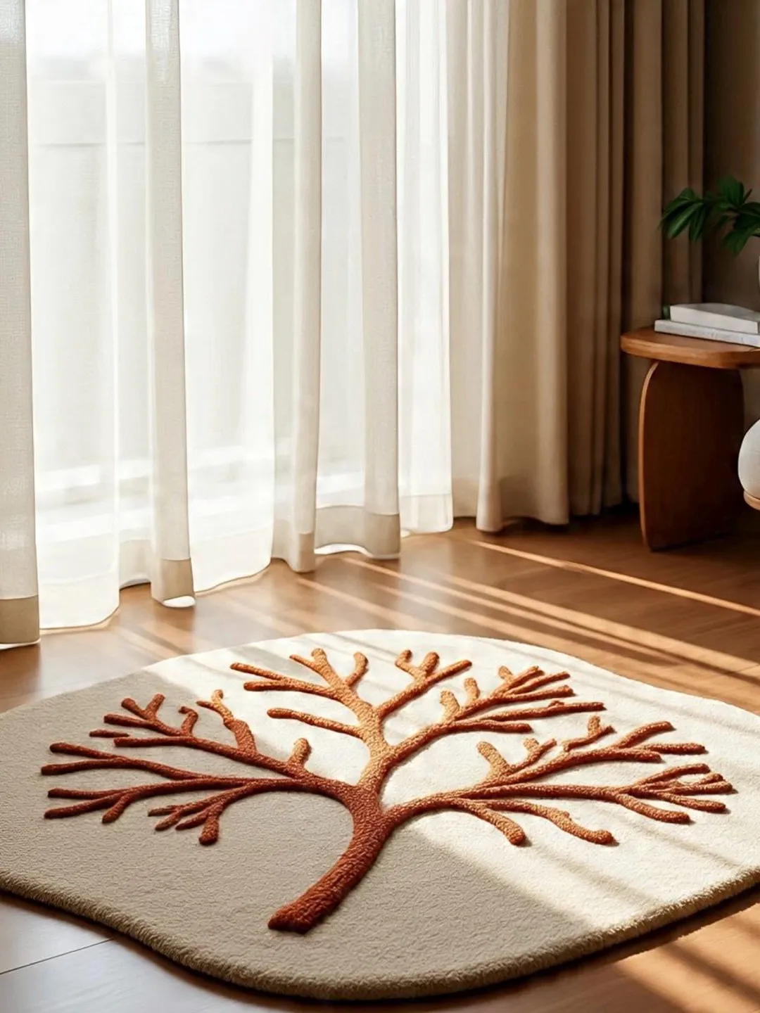 Handmade Tufted Colorful Abstract Fiber Art Tapestry Wool Area Rug