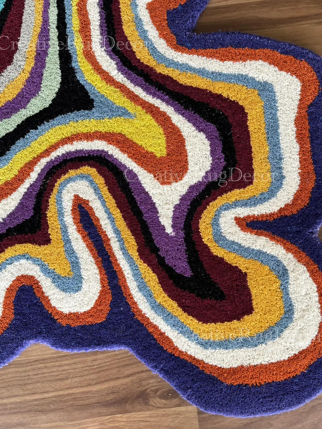 Hand Tufted Wool Rug | Multicolor Abstract Organic Shape Carpet