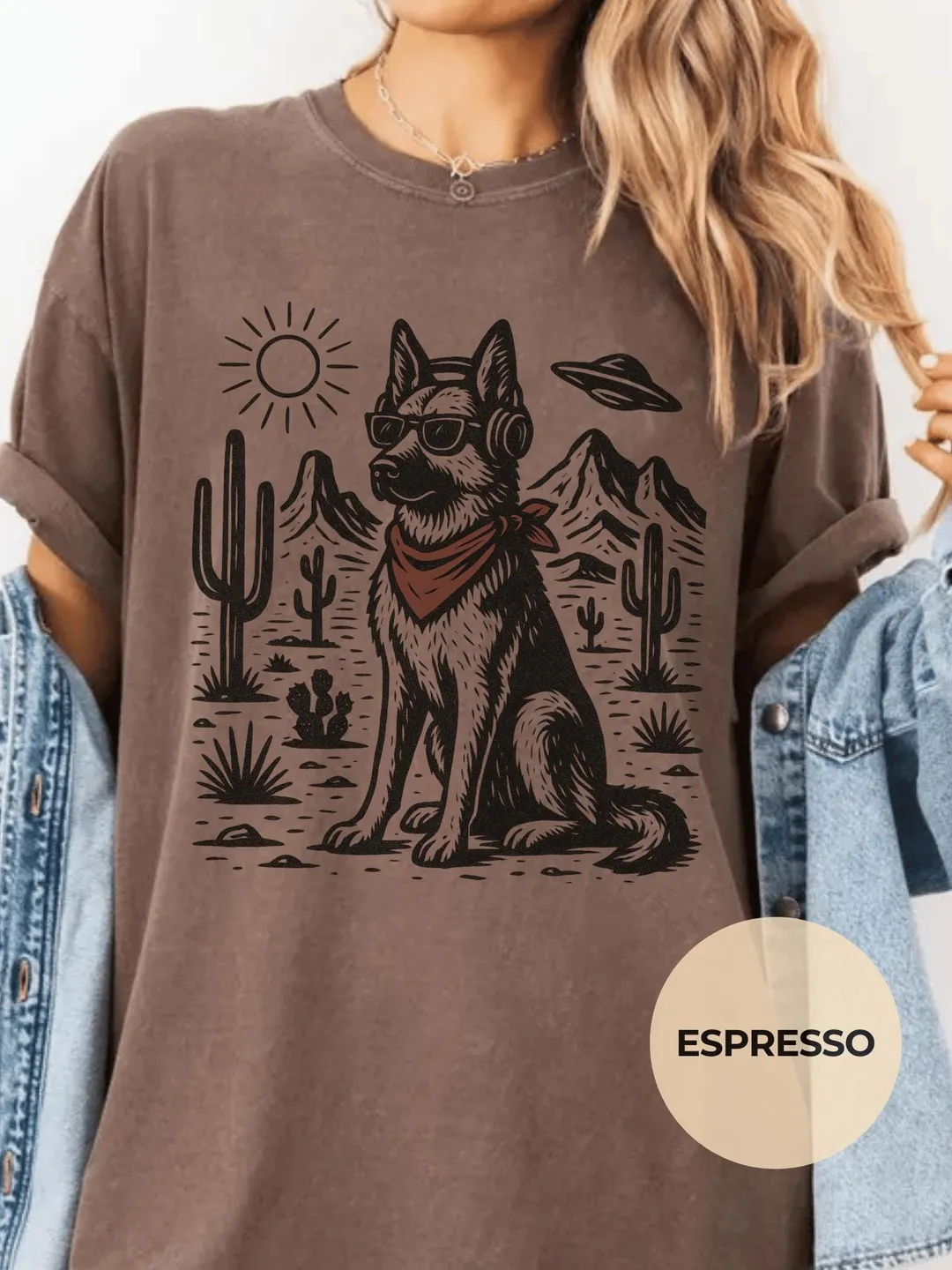 German Shepherd UFO Comfort Colors T-Shirt – Western Cowboy GSD Shirt