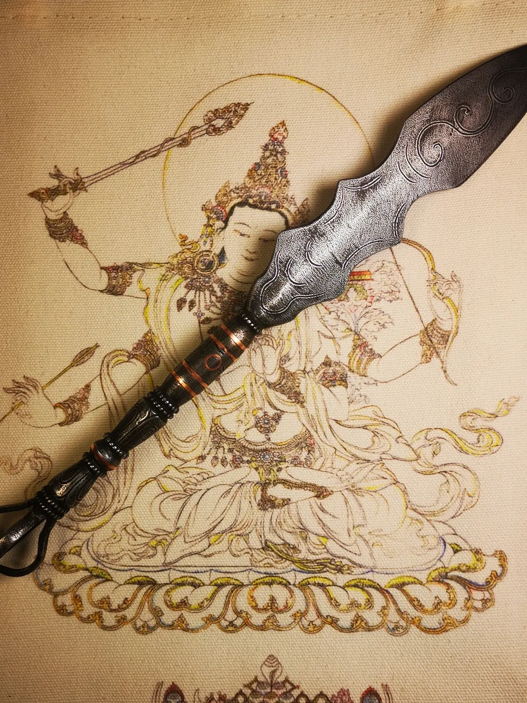 Gandhanra Tibetan Dharma Ritual,Big Machete Knife,Made of Cold Iron ...