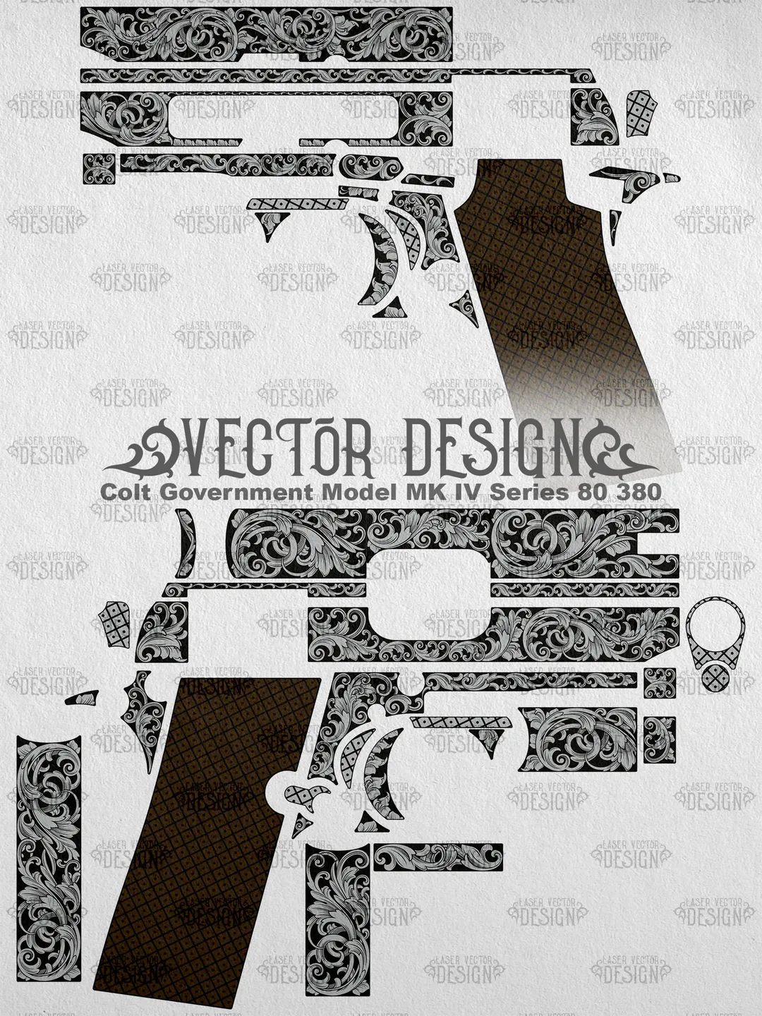VECTOR DESIGN Colt Government Model MK IV Series 80 380 Scrollwork