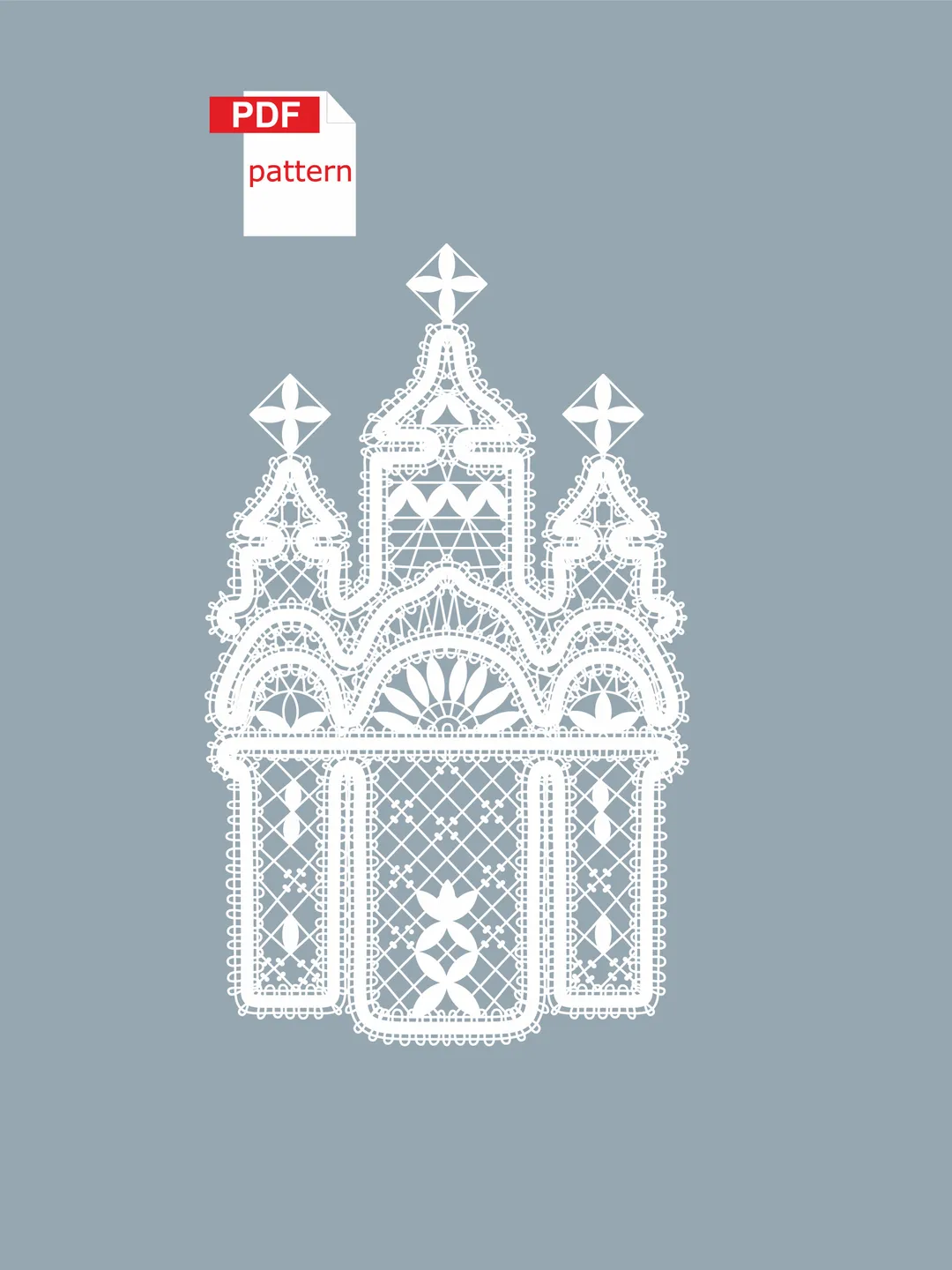 Curch Pattern Bobbin lace Church Pattern Temple printable PDF pattern