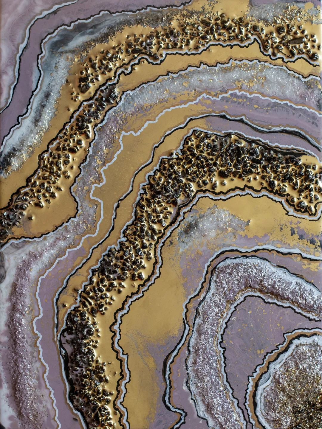 Modern Abstract Resin Art with Gold Effect | Christmas Painting | Acrylic Art on MDF Board 40x30 cm | Handmade Artwork | New Year wall art | Stone slice Gold