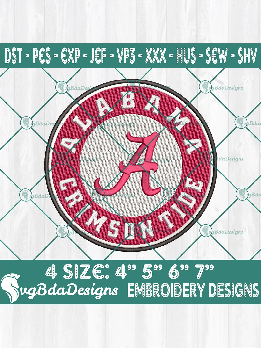 Alabama Crimson Tide Embroidery Designs | NCAA Football Digital Files