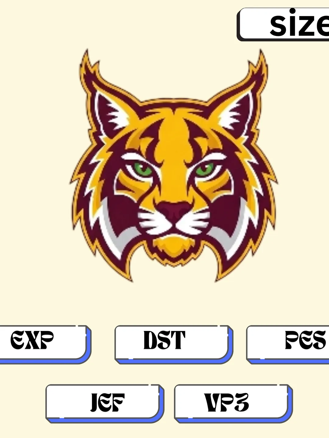 Texas State Bobcats Logo Embroidery Pattern | Multi-Size Machine Digitized File | DST, PES, JEF, EXP, VP3
