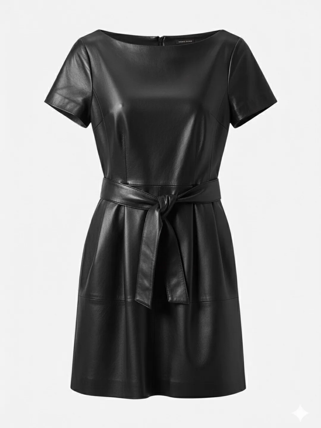 black leather skater dress Black Faux Leather Sleeveless Skater Dress