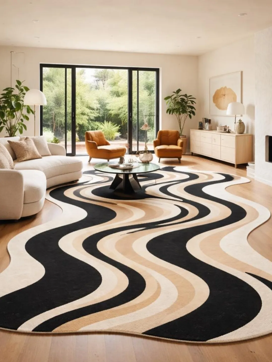 Abstract Organic Hand Tufted Wool Rug, Modern Irregular Statement Carpet