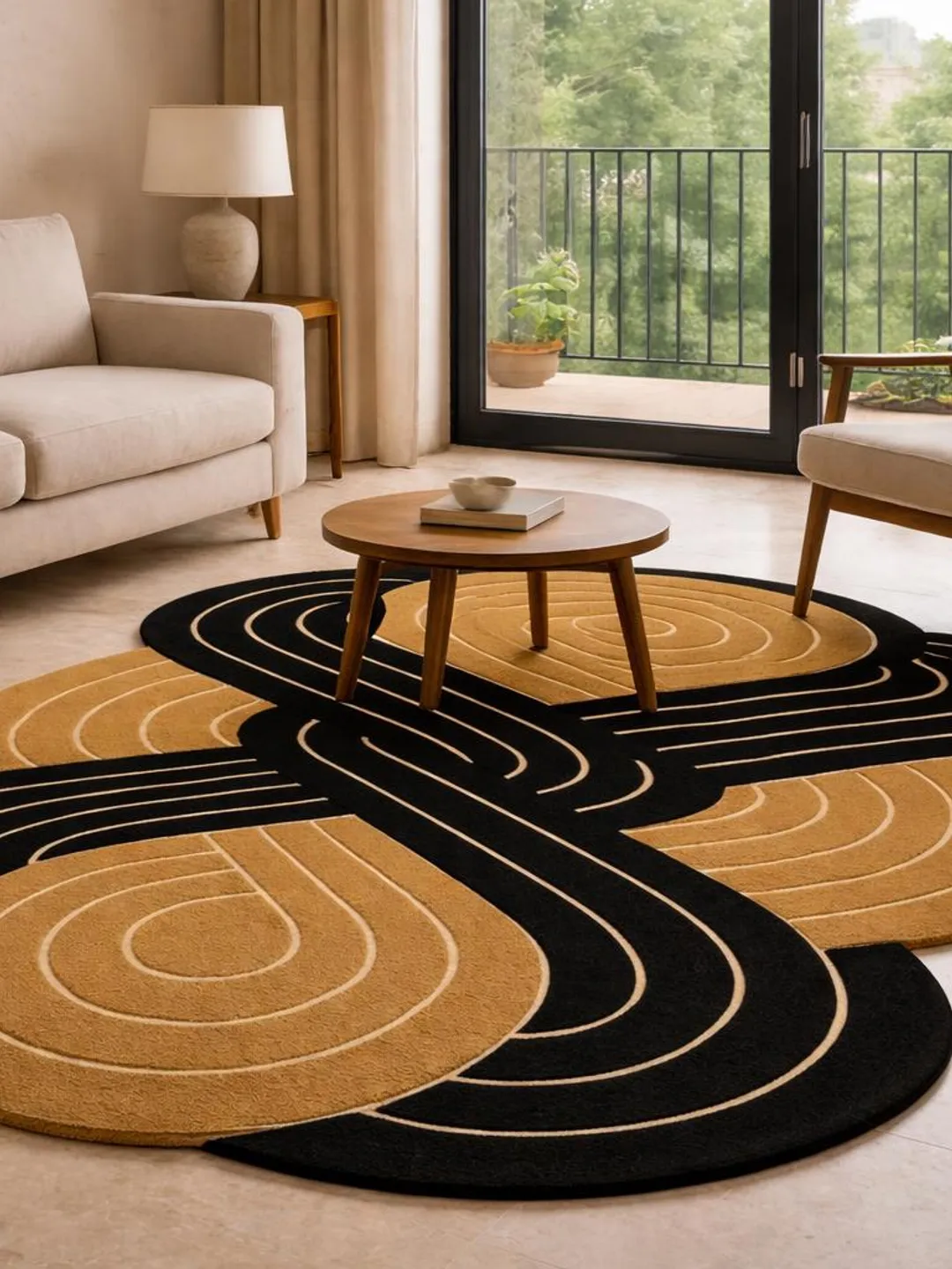 Abstract Organic Shape Rug, Colorful Hand Tufted Area Carpet, Boho ...